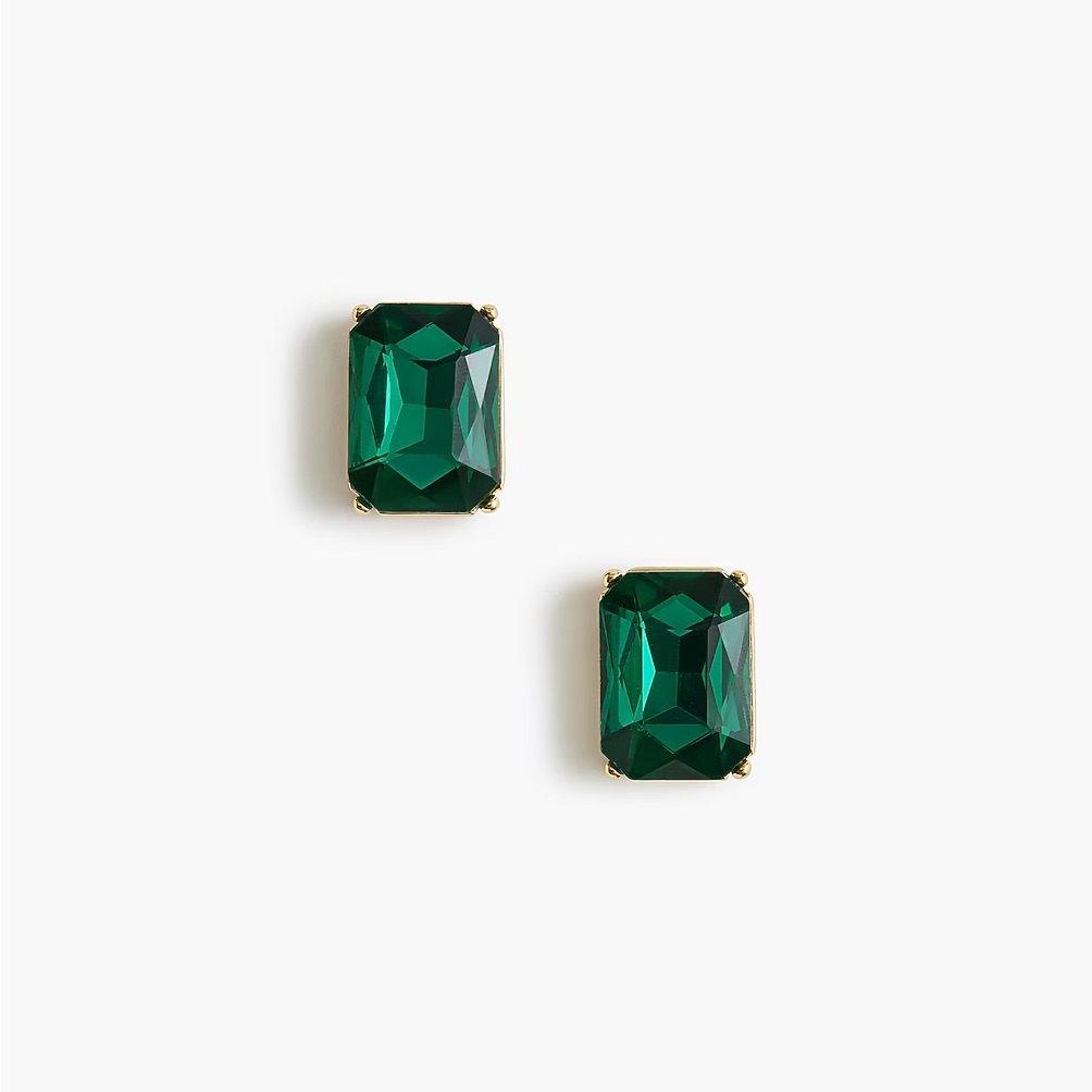 J Crew Crystal Stud Earrings Vibrant Jade Color Size 34 20$